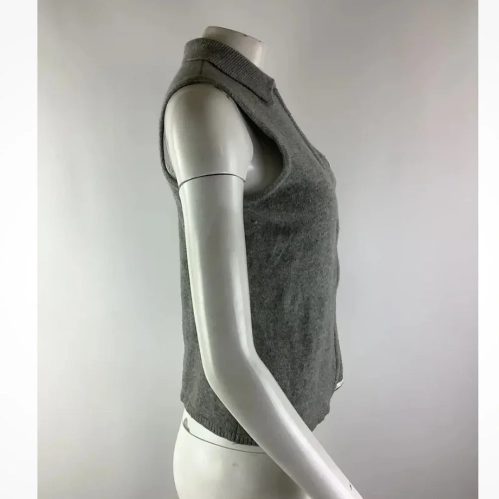 Galyan's Womens Sz S Lambswool Cashmere Sweater Vest Gray Full Zip Sleeveless